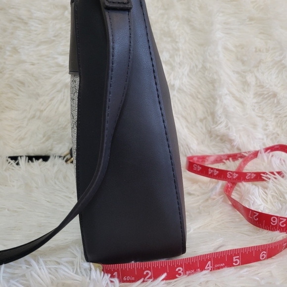 Nanette Lepore® Black,White & Gray Double Section Logo Crossbody with St… - Picture 6 of 6